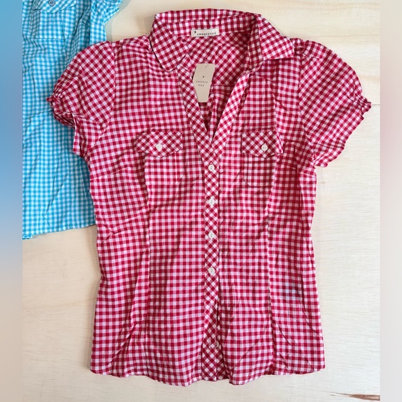 VTG F21 Twenty one Short Sleeve Gingham Button Down Shirt - Large - 100% Cotton - Picture 5 of 8